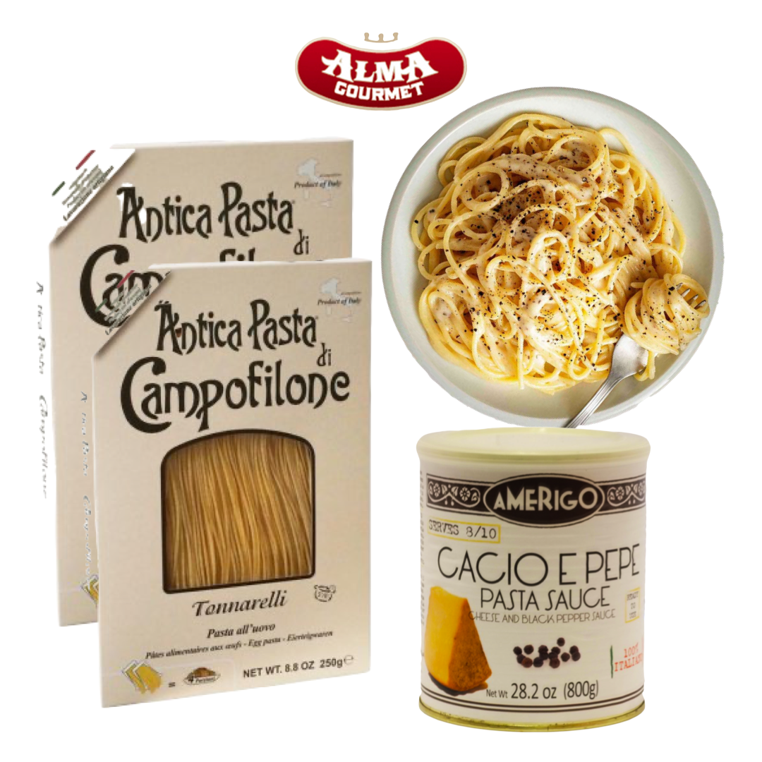 Shop Tonnarelli Pasta & Cacio e Pepe Sauce Dinner Kit | Alma Shop Tonnarelli Pasta & Cacio e Pepe Sauce Dinner Kit | Alma