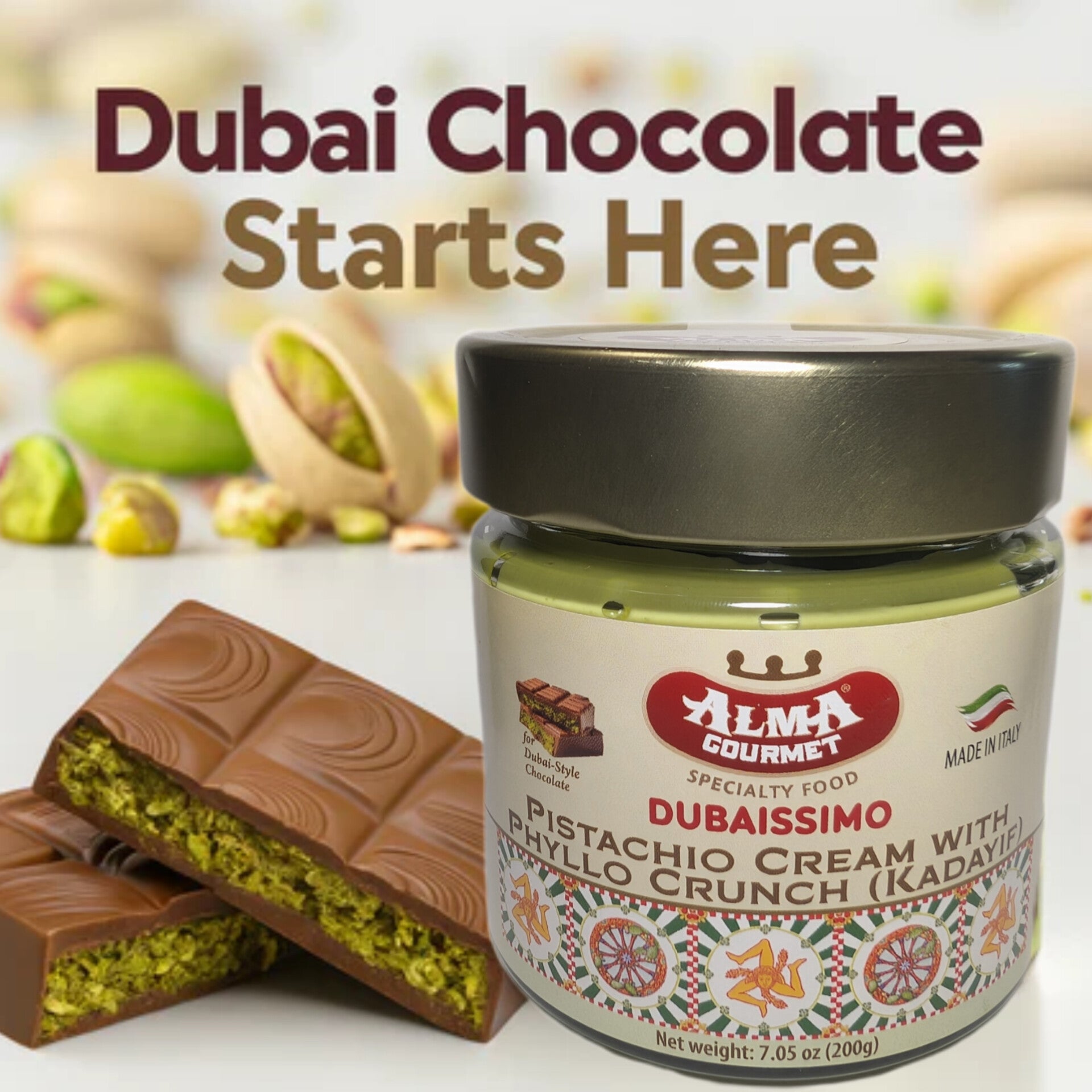 Dubaissimo Pistachio Cream Alma Gourmet - Pistachio Cream with Phyllo