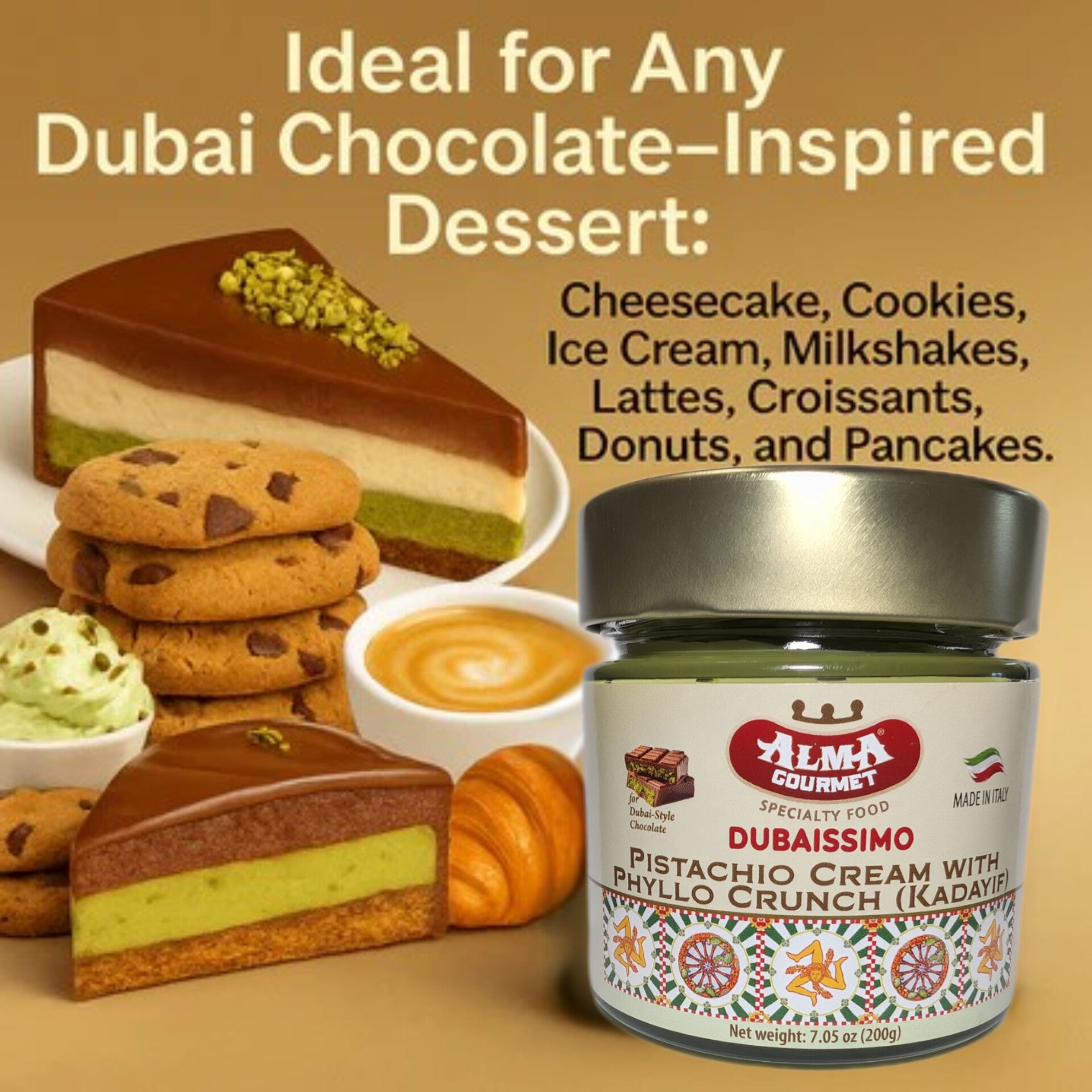 Dubaissimo Pistachio Cream Alma Gourmet - Pistachio Cream with Phyllo