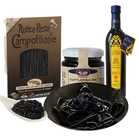 Black Squid Ink Fettuccine with Caviar Dinner Kit