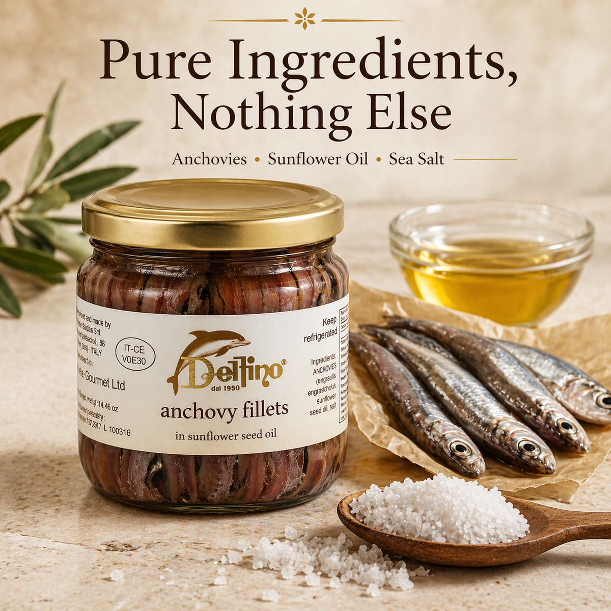 Anchovy Filet in Oil Delfino Battista - Buy Italian Anchovy Filet