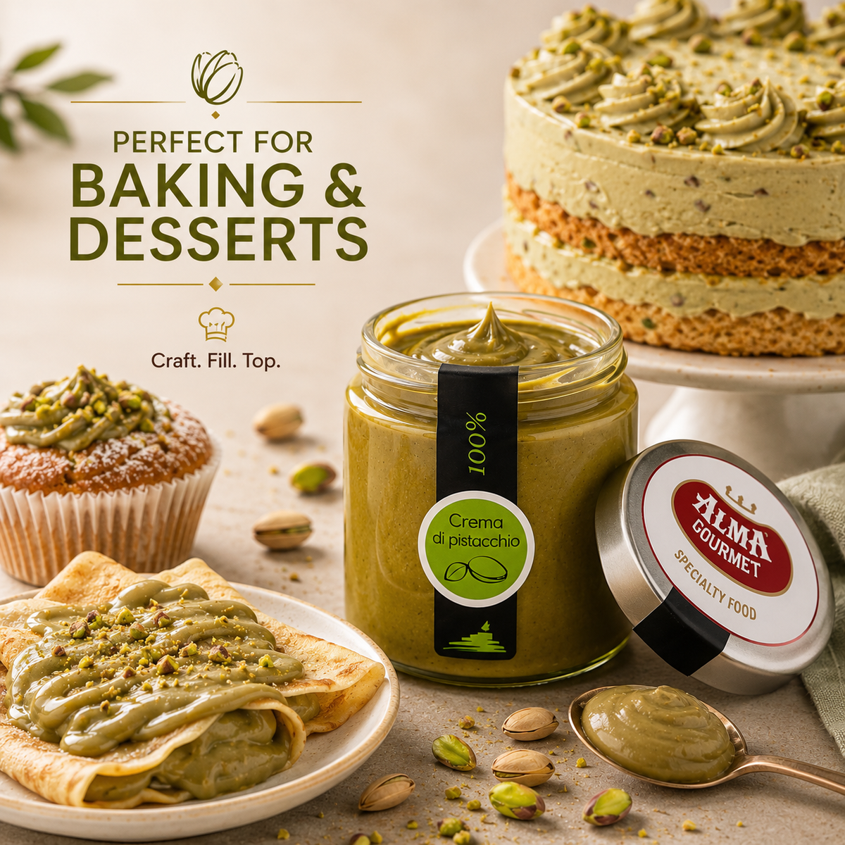 Sciara 100% Pistachio Cream - Pure Pistachio Paste Jar 190g