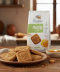 Gentilini Piaceri cookies on a plate with packaging in the background