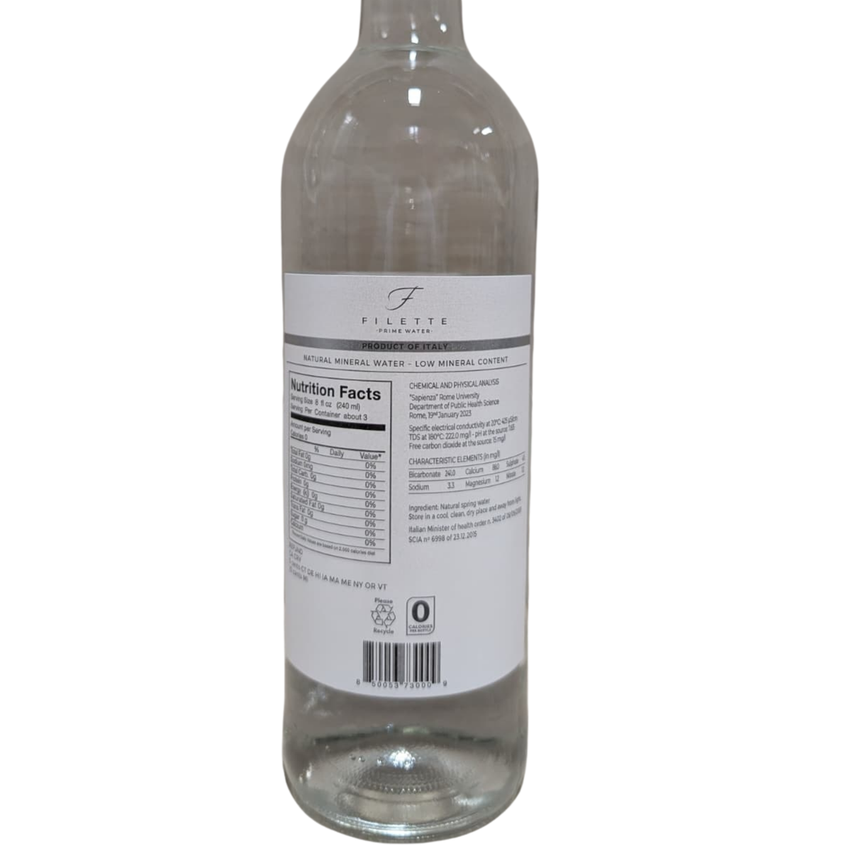 Filette Prime Water in Glass Bottle 25 Fl Oz - Natural - Case of 12 Filette Prime Water in Glass Bottle 25 Fl Oz - Natural - Case of 12