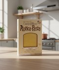 Box of Antica Pasta on a kitchen counter with a blurred background