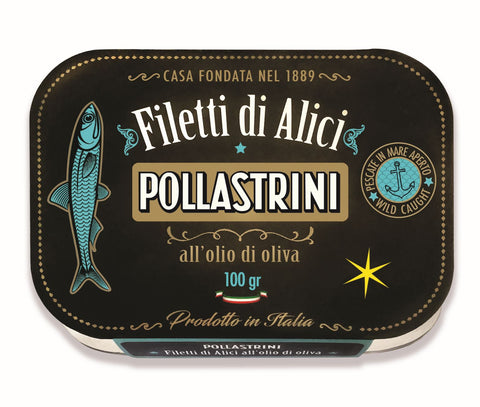 Pollastrini Italian Anchovies in Olive Oil - 100g (3.5oz)
